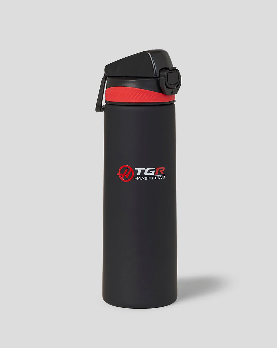 Official Haas Team 750Ml Water Bottle - Black/Flame Scarlet