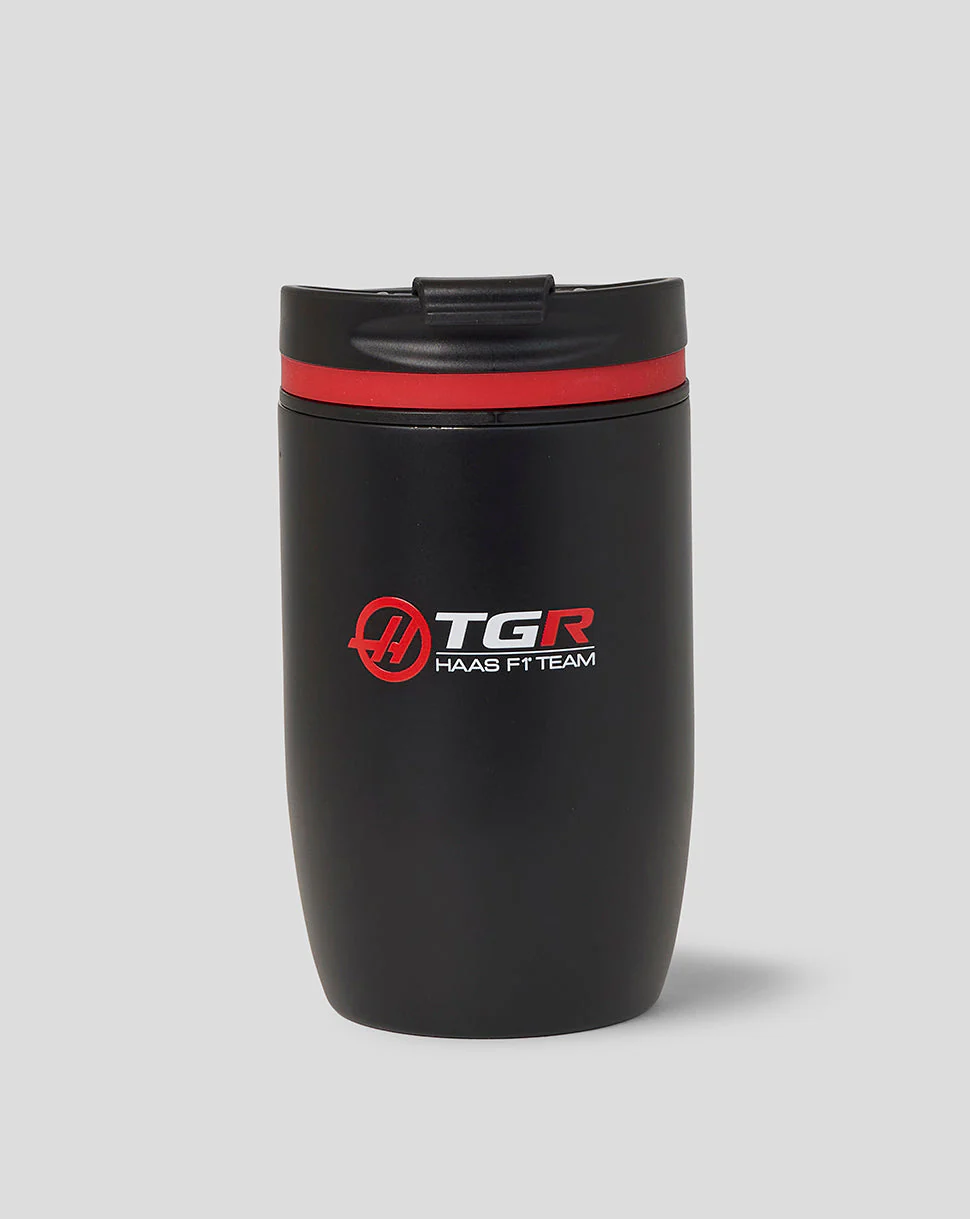 Official Haas Team Travel Coffee Cup - Black/Flame Scarlet