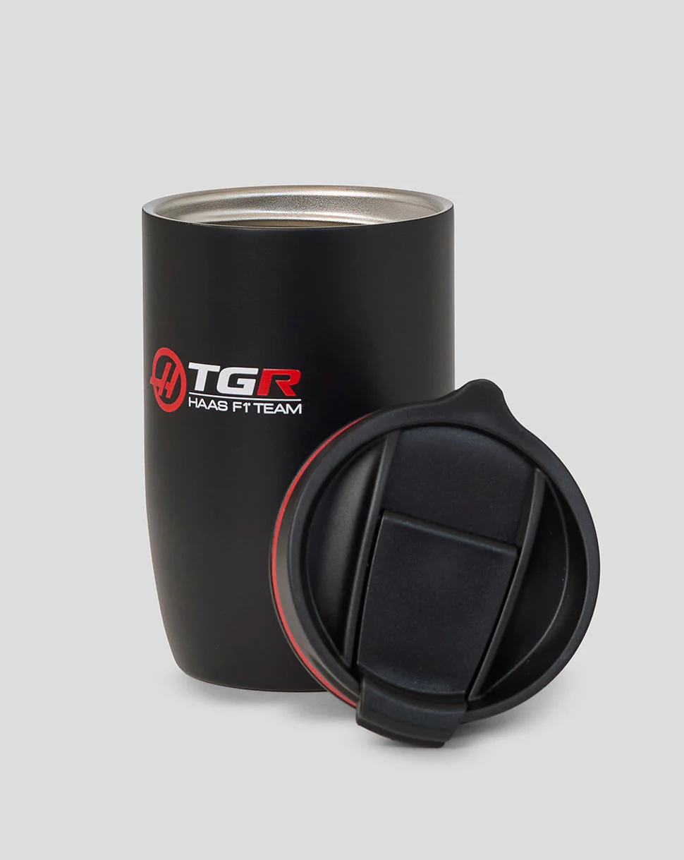 Official Haas Team Travel Coffee Cup - Black/Flame Scarlet - Image 3