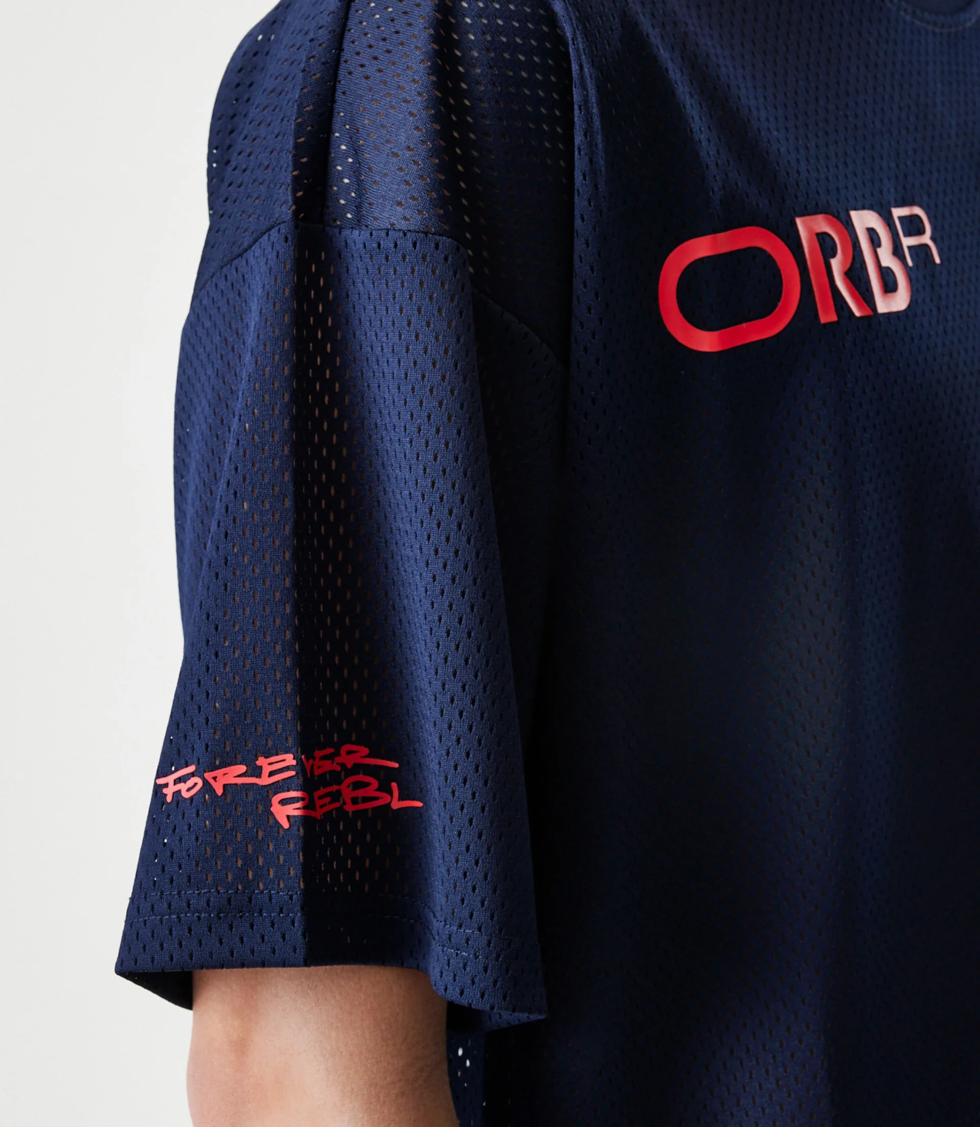 New Era Oracle Red Bull Racing Mens Graphic Oversized Mesh T-Shirt - Dark Blue - Image 3