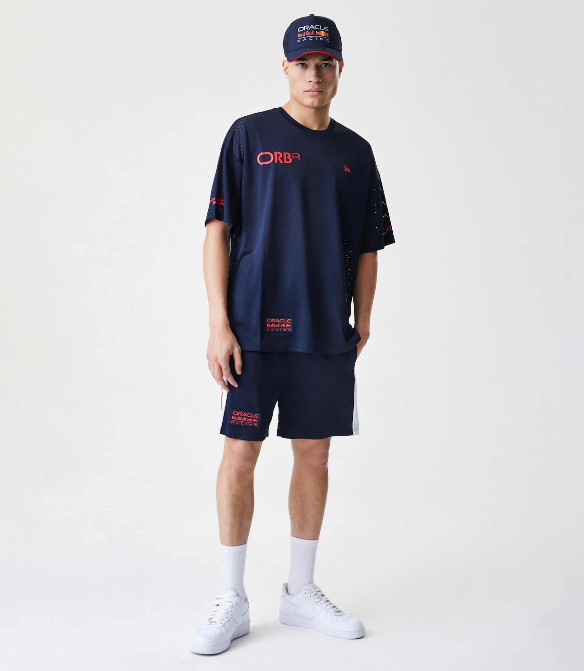 New Era Oracle Red Bull Racing Mens Graphic Oversized Mesh T-Shirt - Dark Blue - Image 7