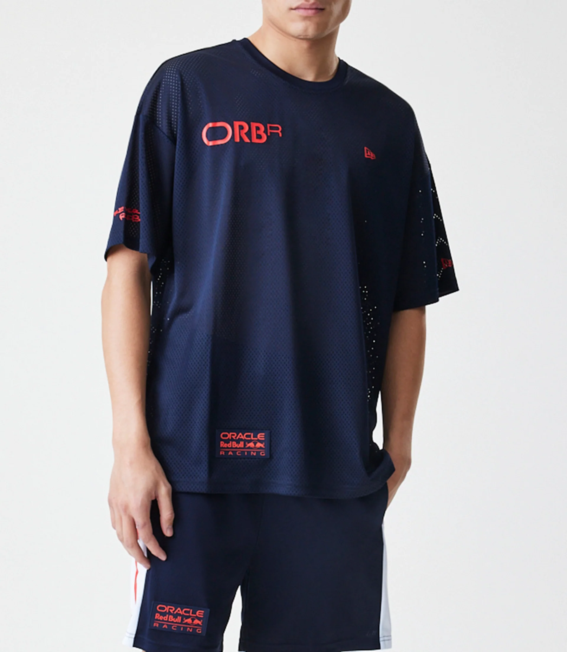 New Era Oracle Red Bull Racing Mens Graphic Oversized Mesh T-Shirt - Dark Blue - Image 8