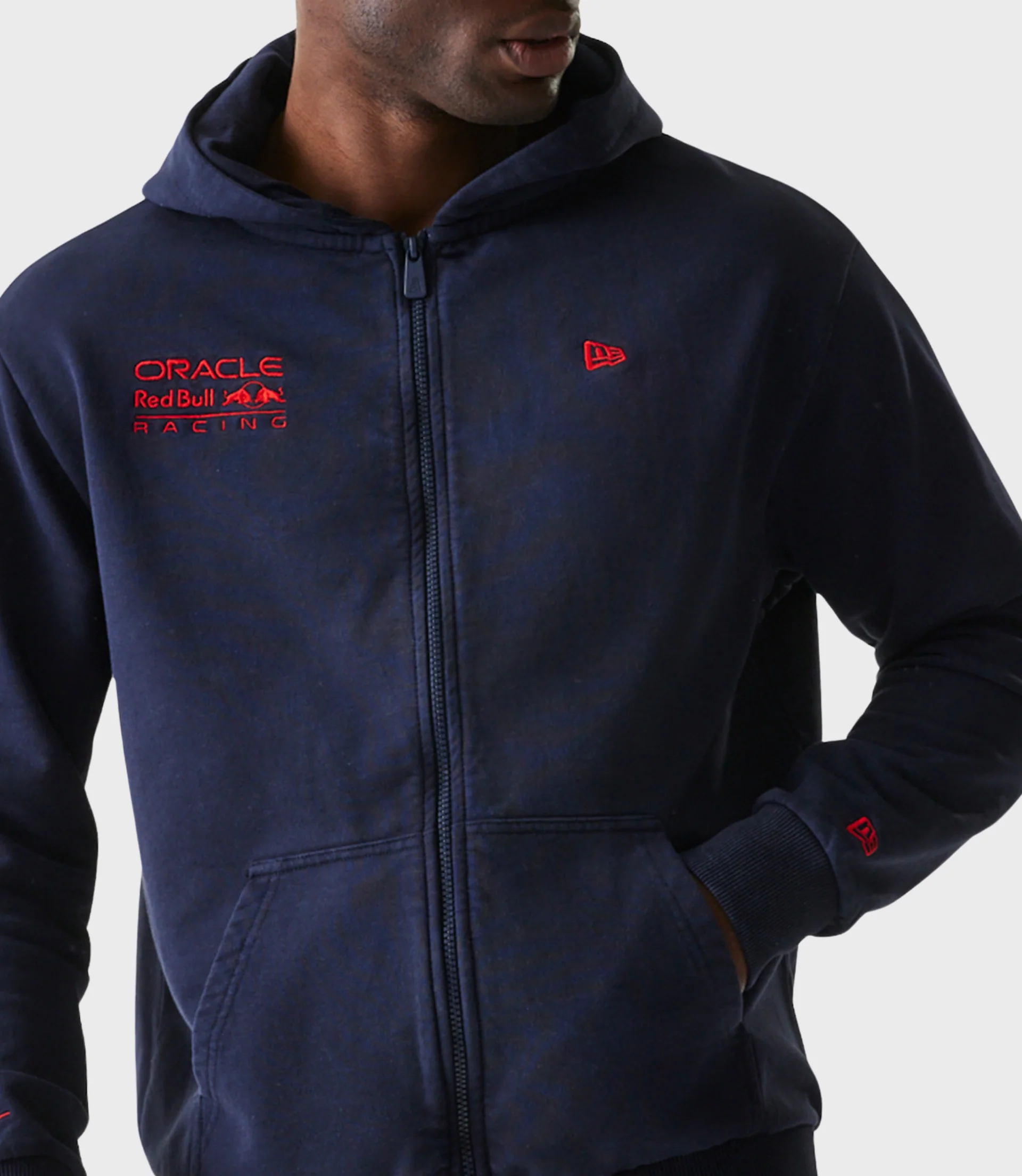 New Era Oracle Red Bull Racing Mens Oversized Zip Hoodie - Dark Blue - Image 3