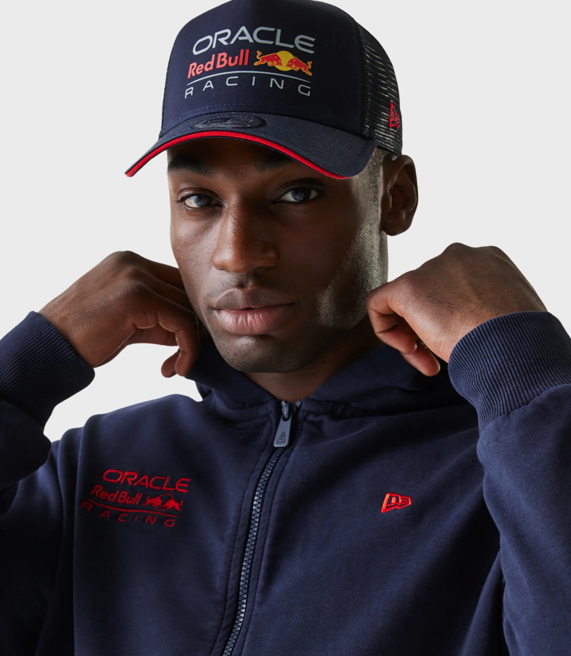New Era Oracle Red Bull Racing Mens Oversized Zip Hoodie - Dark Blue - Image 4