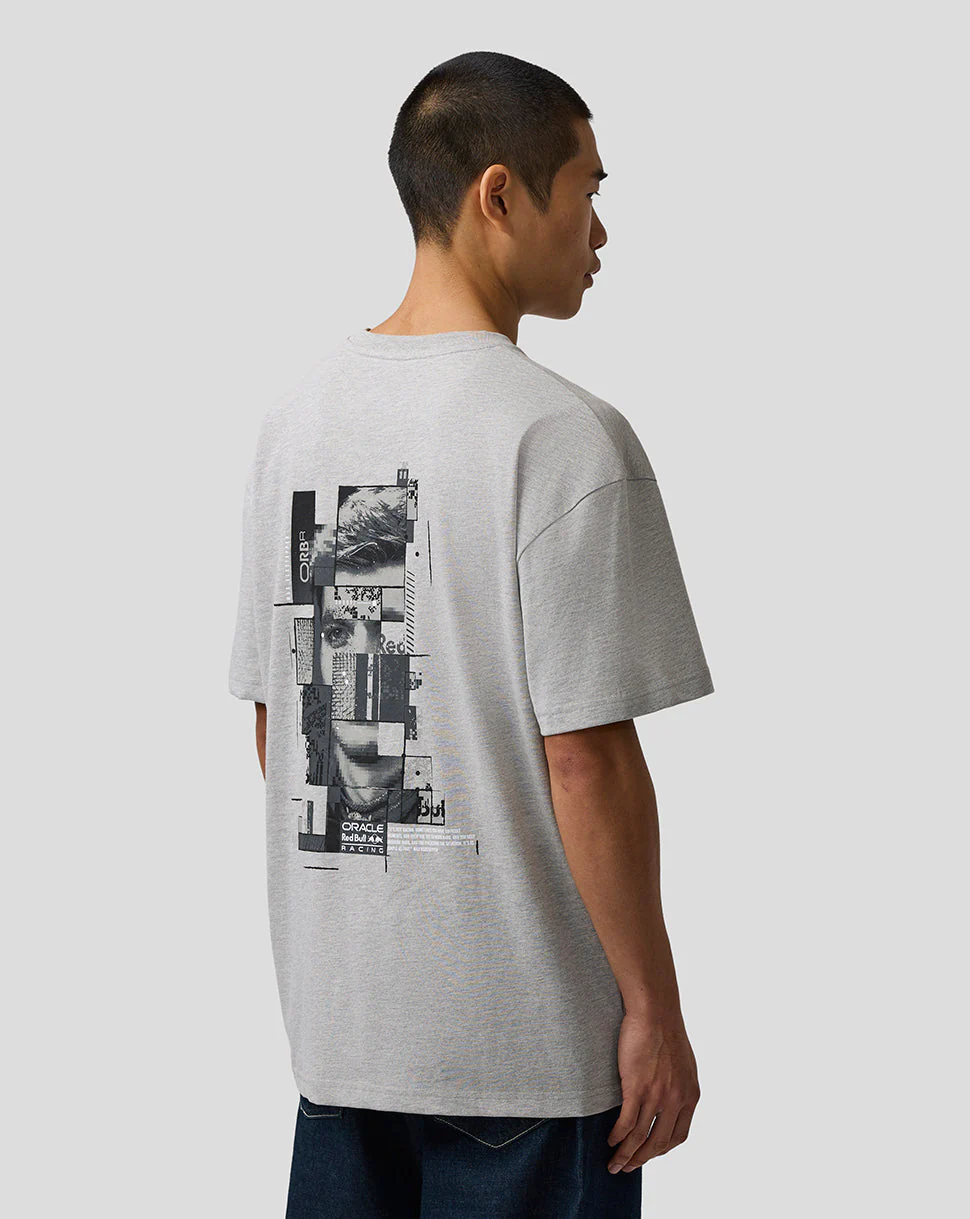 Oracle Red Bull Racing Unisex Max Verstappen Pixel Back Graphic T-Shirt - Grey Marl - Image 3