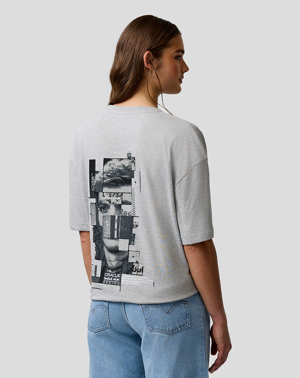 Oracle Red Bull Racing Unisex Max Verstappen Pixel Back Graphic T-Shirt - Grey Marl - Image 4