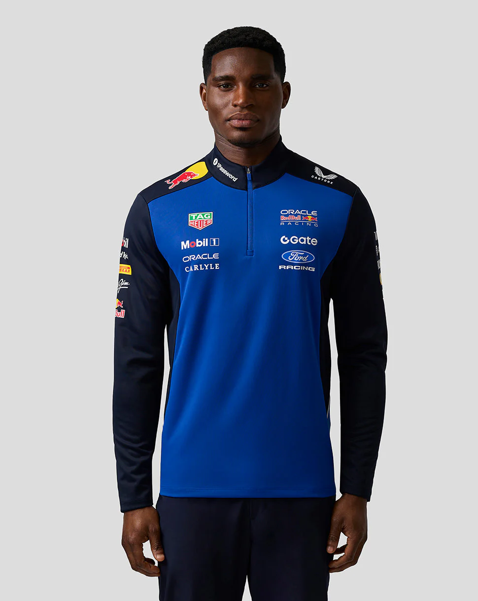 Oracle Red Bull Racing Unisex Teamline Quarter Zip Midlayer - Night Sky / Surf The Web - Image 10