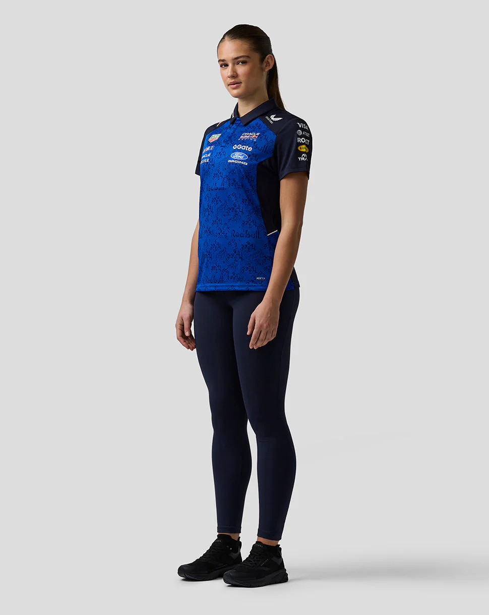 Oracle Red Bull Racing Womens Teamline Polo Shirt Shirt - Night Sky / Surf The Web - Image 3