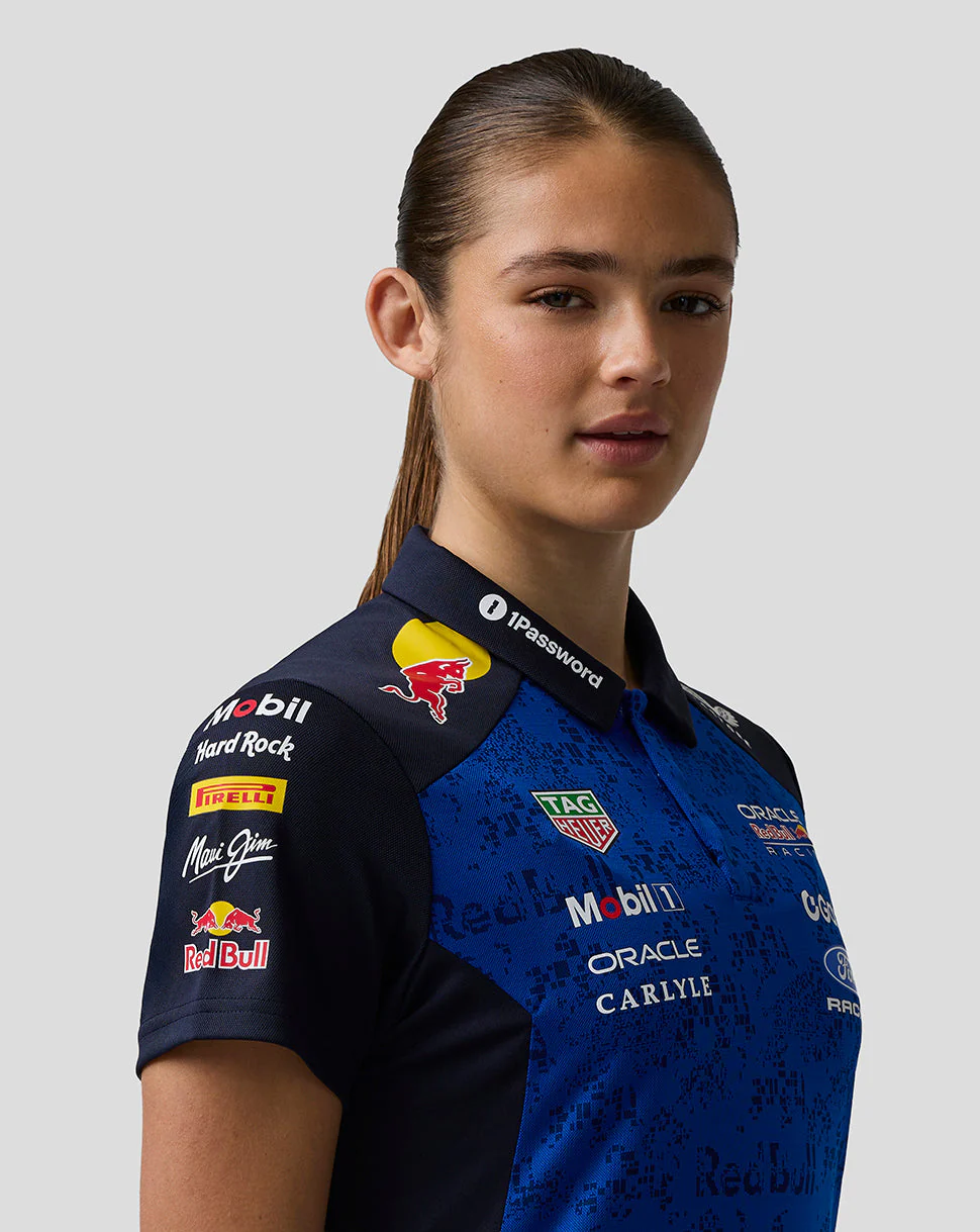 Oracle Red Bull Racing Womens Teamline Polo Shirt Shirt - Night Sky / Surf The Web - Image 4