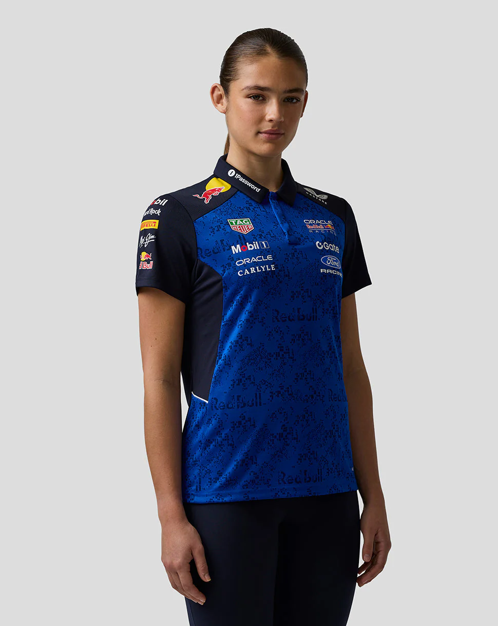 Oracle Red Bull Racing Womens Teamline Polo Shirt Shirt - Night Sky / Surf The Web - Image 5
