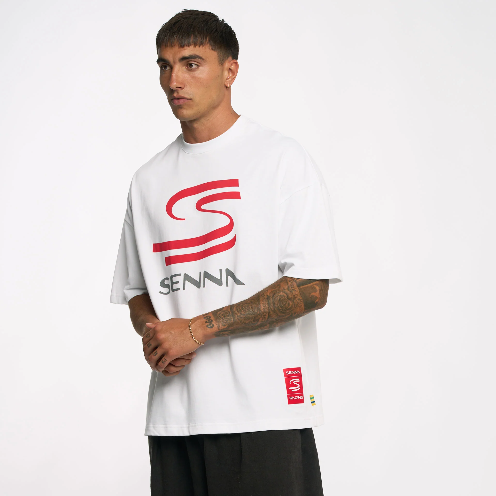 Ayrton Senna Unisex Oversized Graphic T-Shirt - White - Image 6