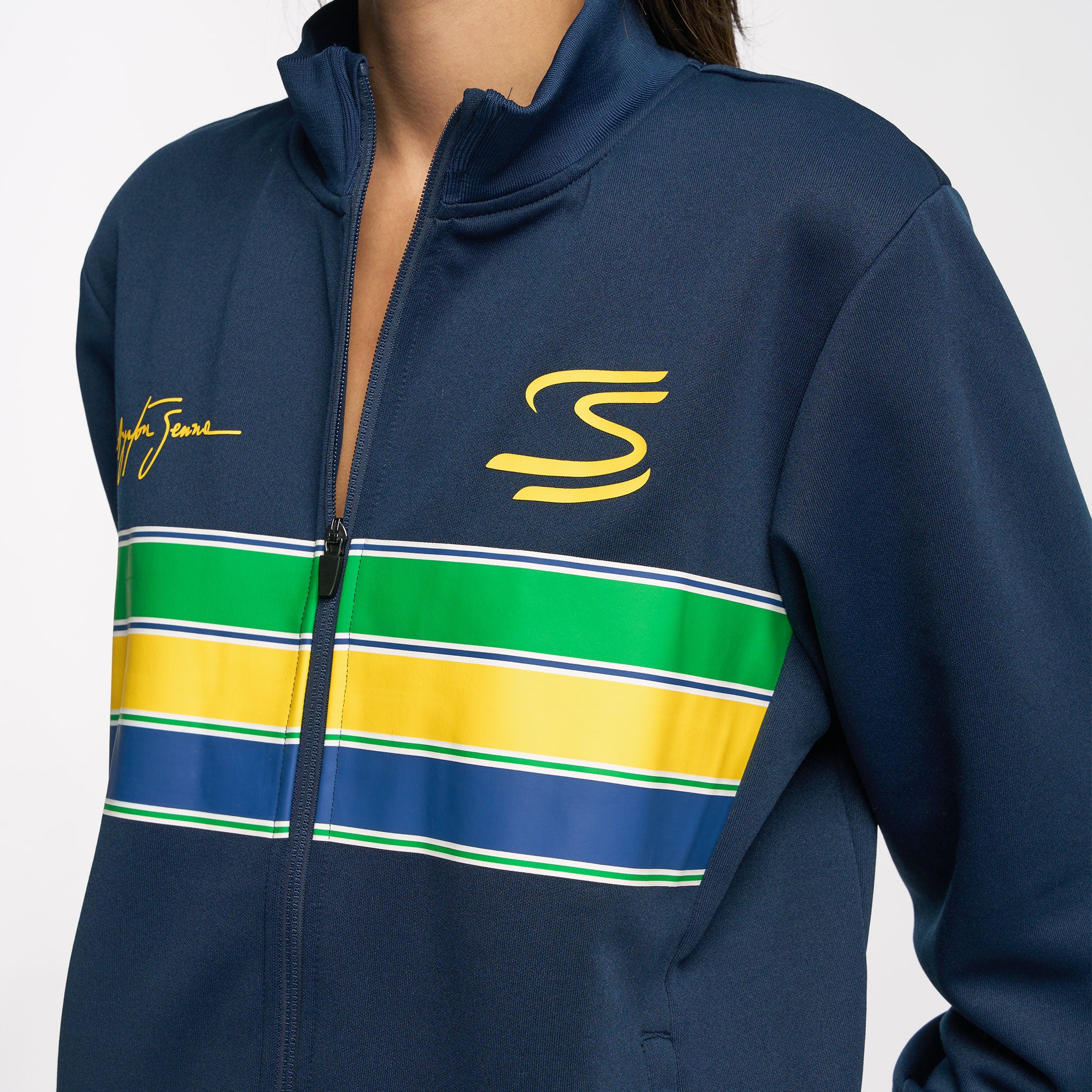 Ayrton Senna Unisex Retro Stripe Jacket - Image 6
