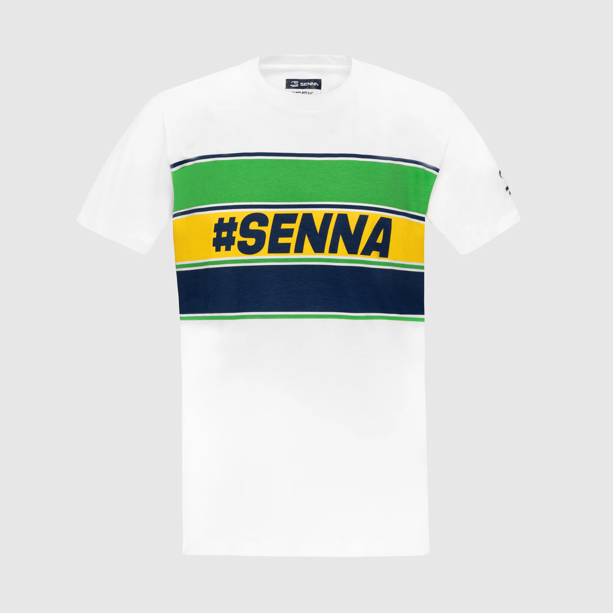 Ayrton Senna Unisex Retro Stripe T-Shirt - White - Image 8