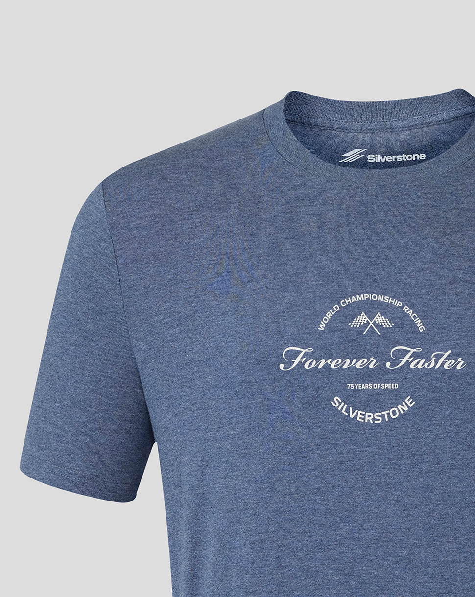 Silverstone Unisex 75 Years Forever Faster Oversized T-Shirt - Dark Heather Blue - Image 3