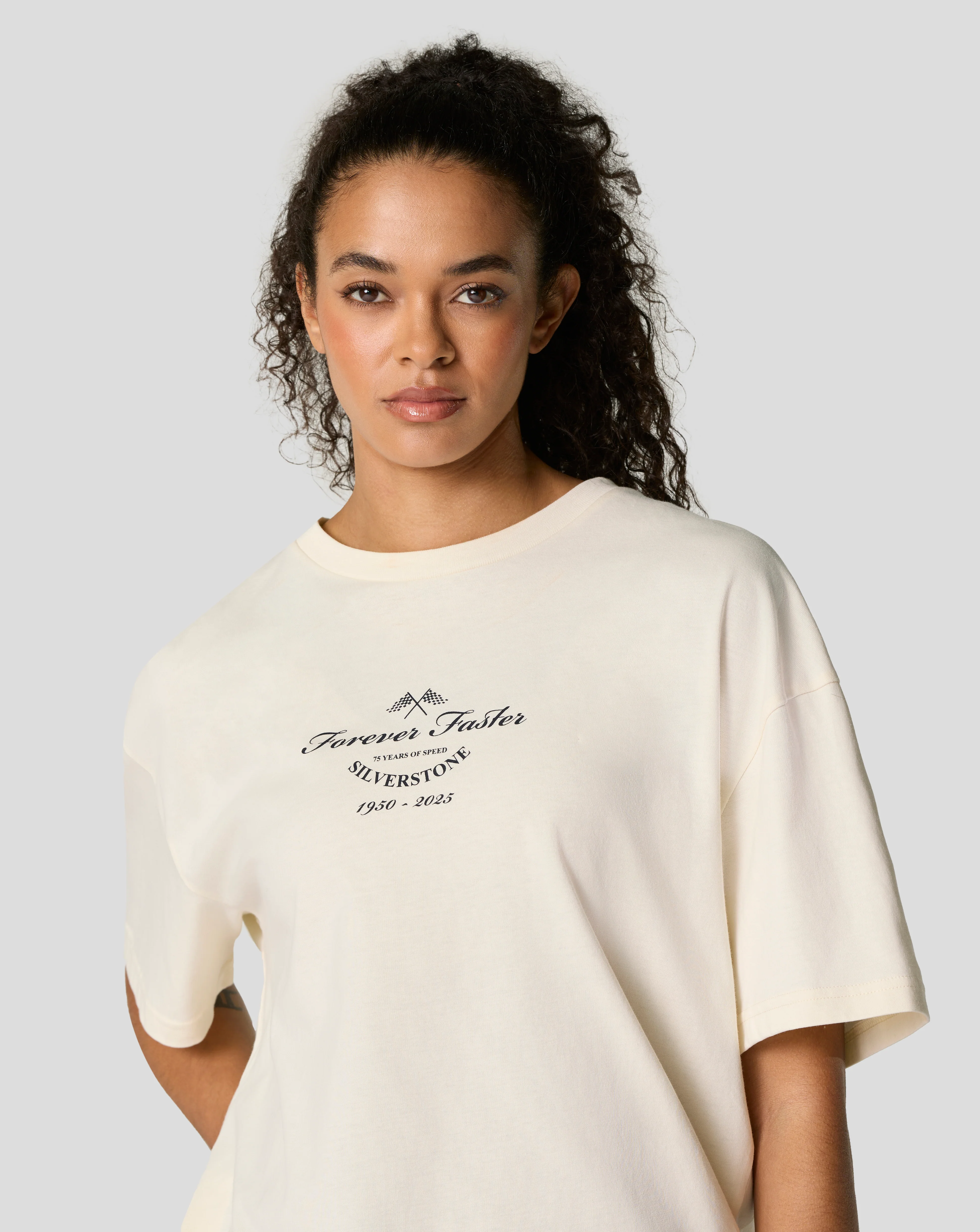 Silverstone Unisex 75 Years Forever Faster Oversized T-Shirt - Egret - Image 10