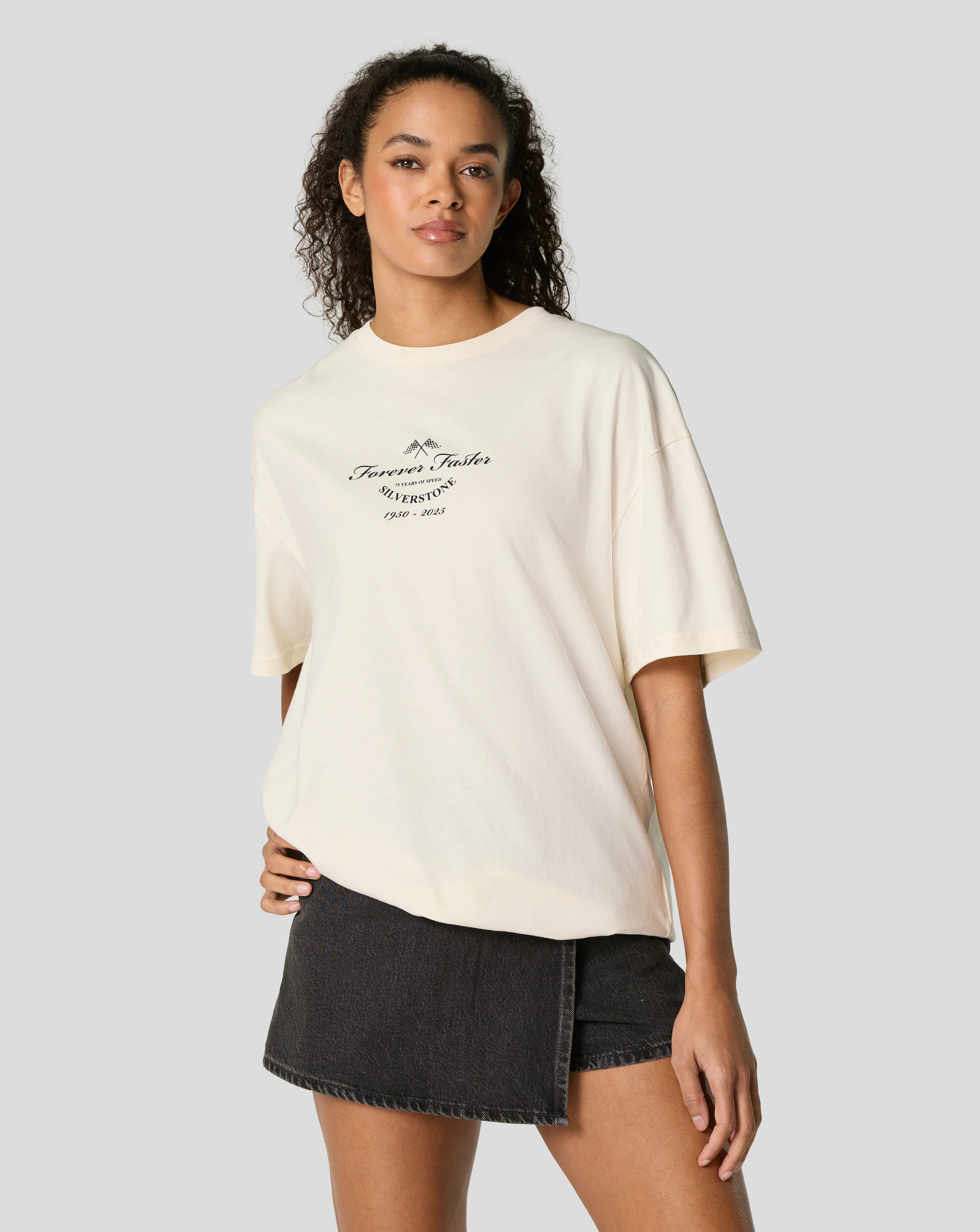 Silverstone Unisex 75 Years Forever Faster Oversized T-Shirt - Egret - Image 5