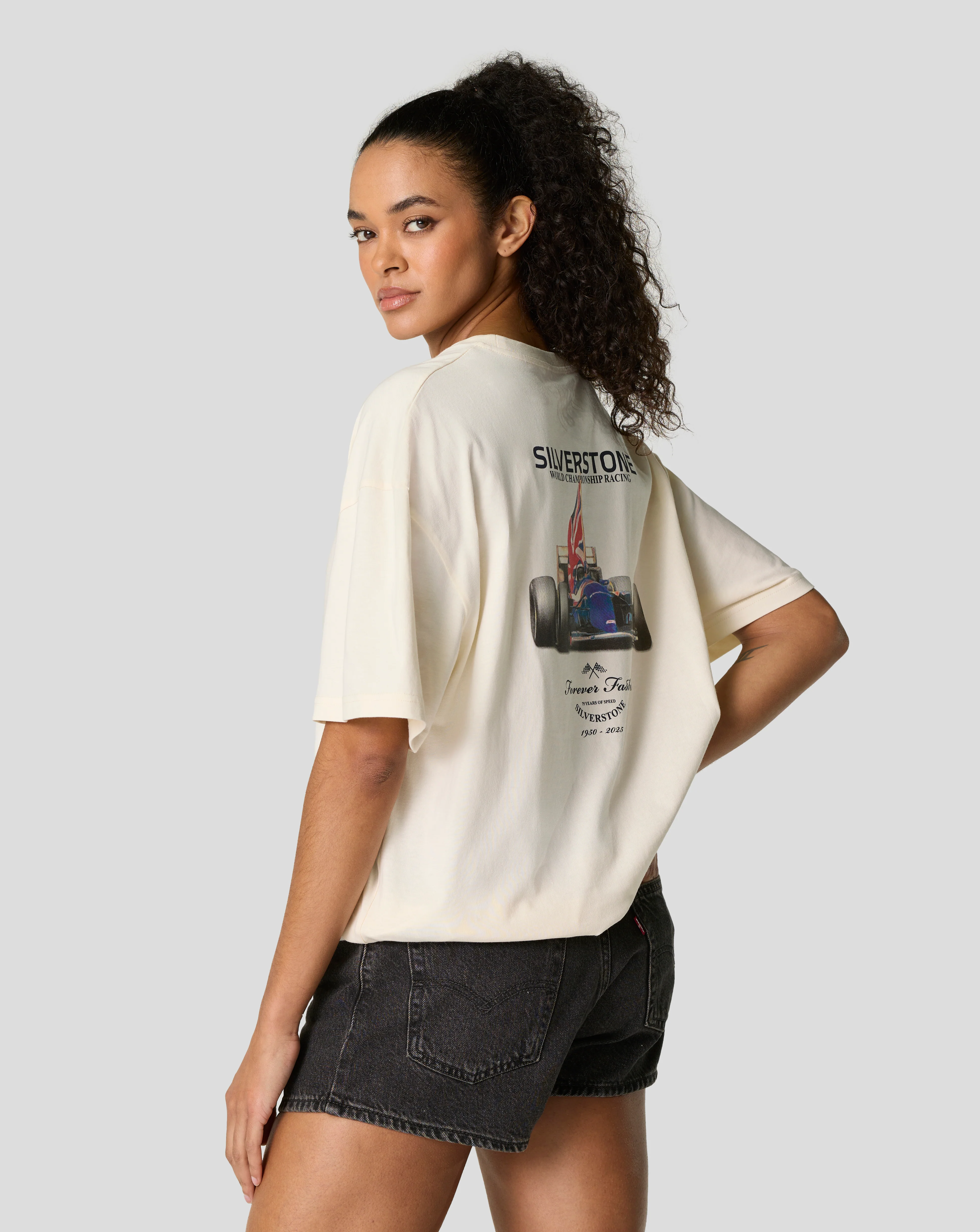 Silverstone Unisex 75 Years Forever Faster Oversized T-Shirt - Egret - Image 6