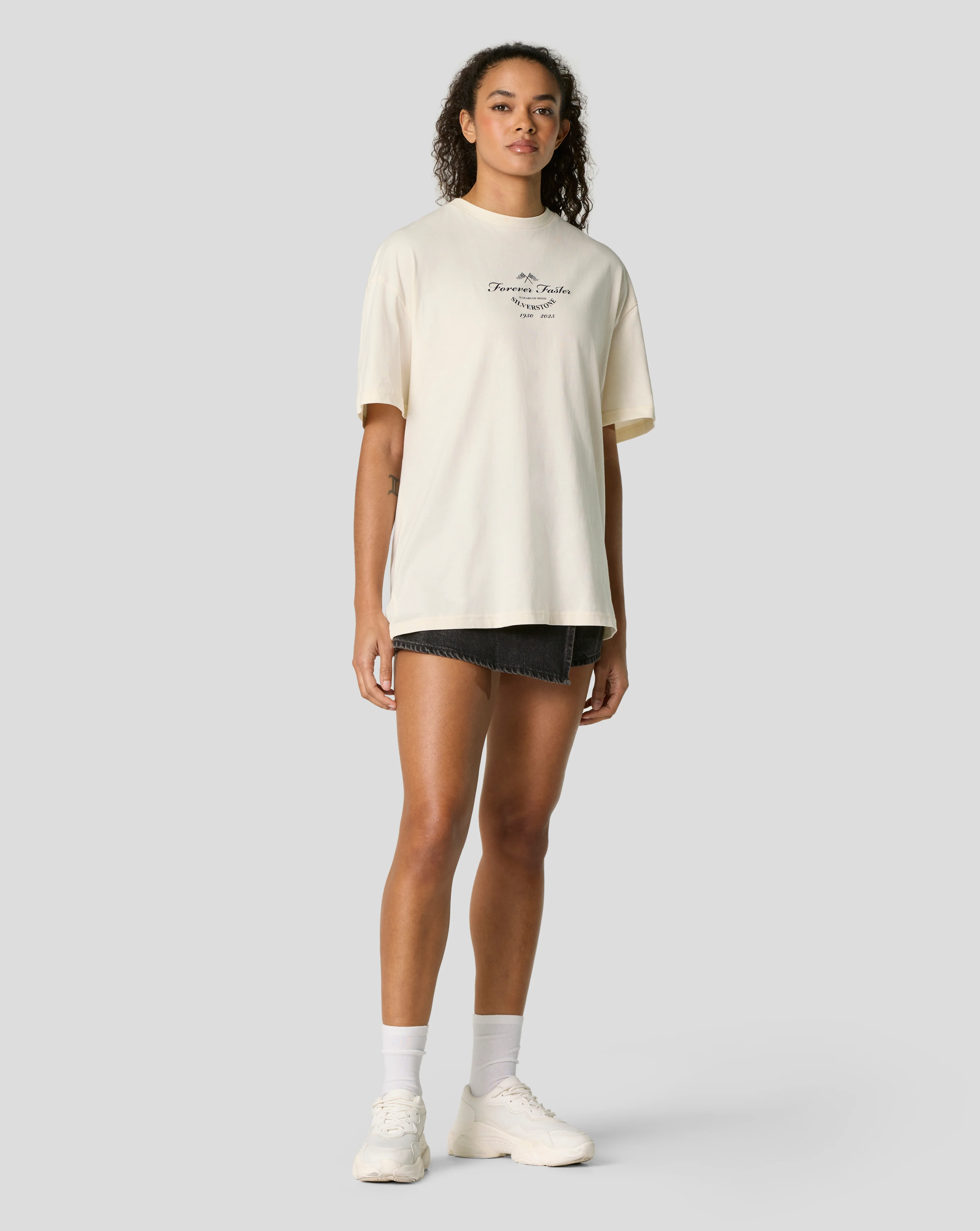 Silverstone Unisex 75 Years Forever Faster Oversized T-Shirt - Egret - Image 7