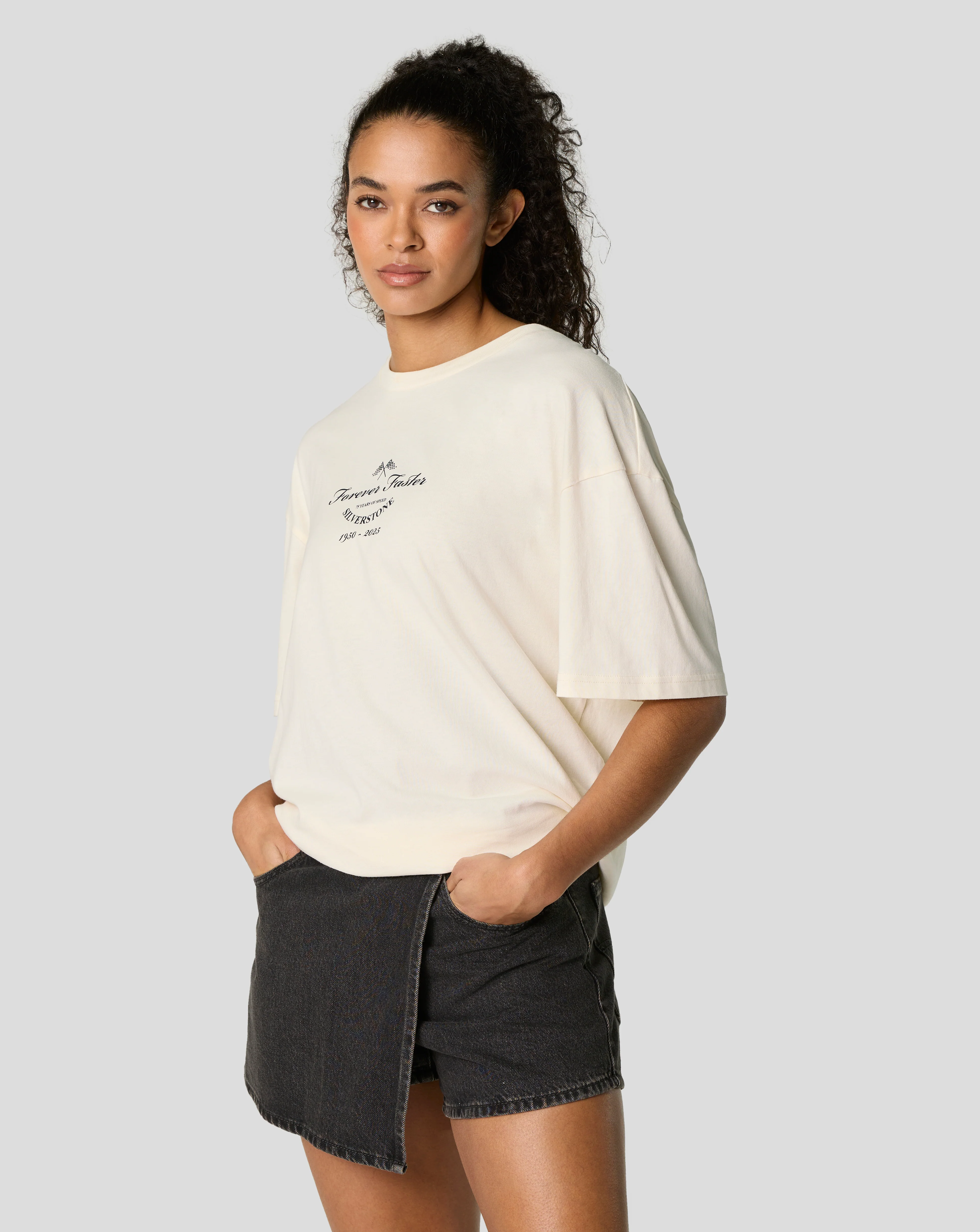 Silverstone Unisex 75 Years Forever Faster Oversized T-Shirt - Egret - Image 8