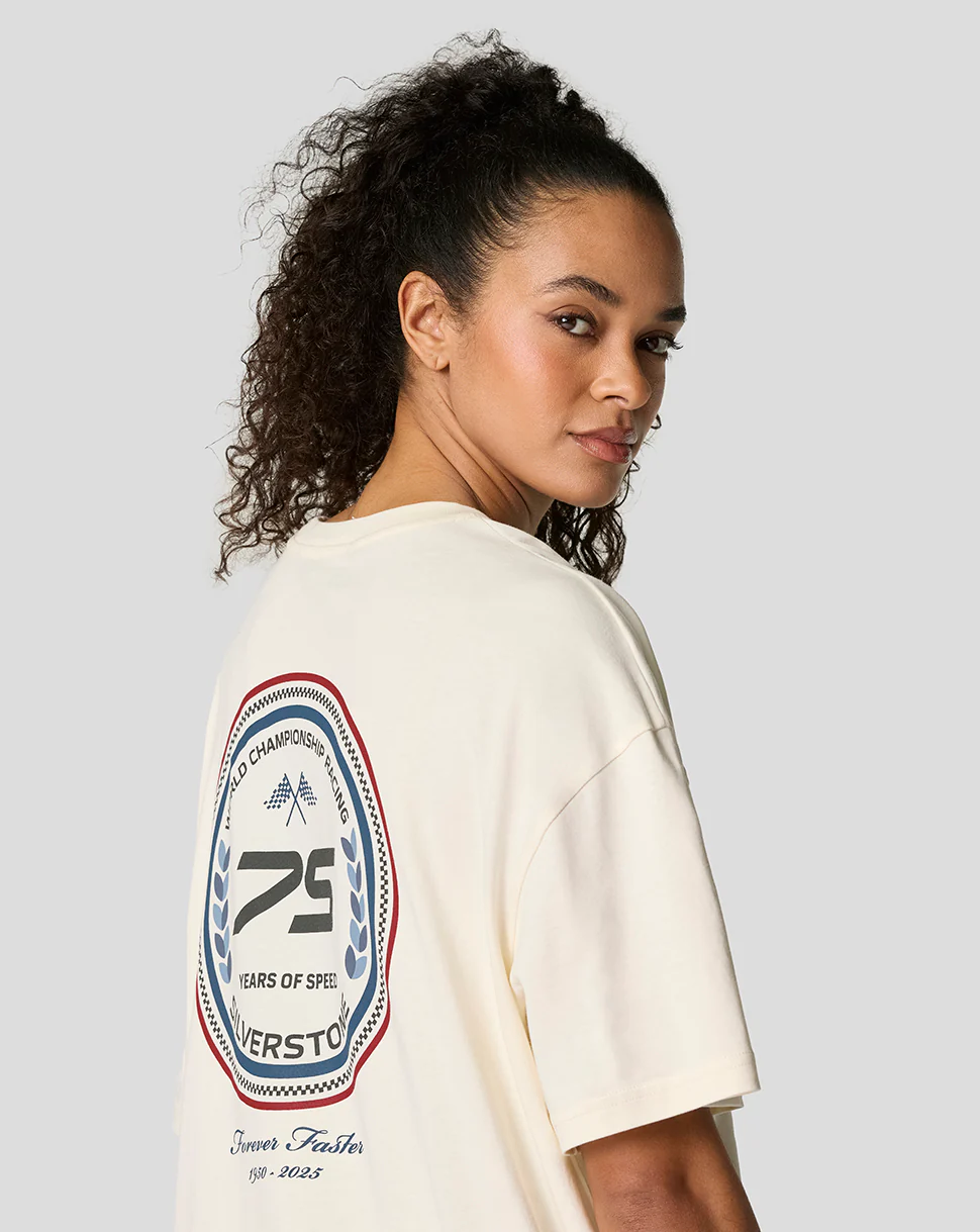 Silverstone Unisex 75 Years Oversized T-Shirt - Egret - Image 7