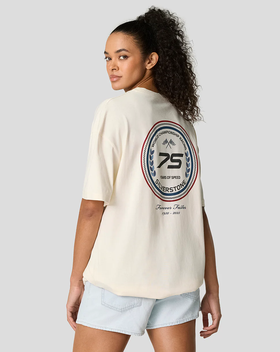 Silverstone Unisex 75 Years Oversized T-Shirt - Egret - Image 8