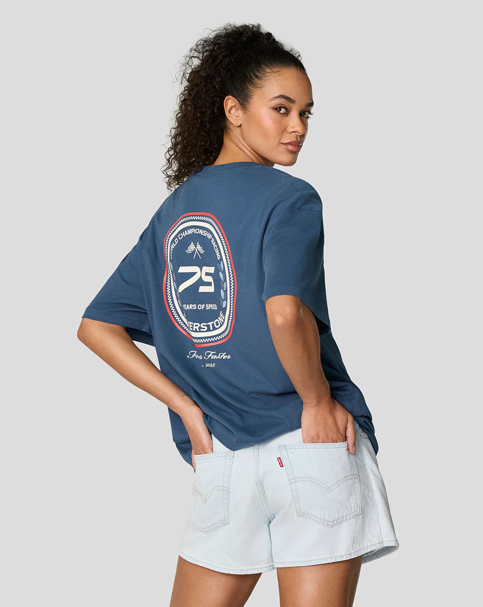 Silverstone Unisex 75 Years Oversized T-Shirt - Sargasso - Image 7