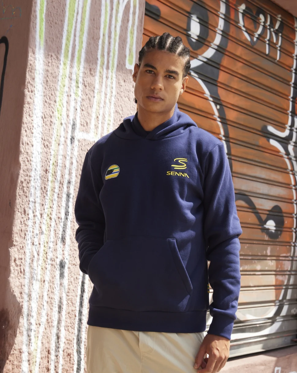 Unisex Senna #12 Stripe Pullover Hoodie  -  Navy - Image 3