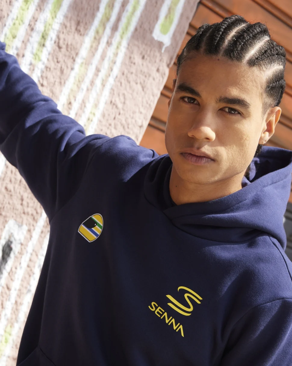 Unisex Senna #12 Stripe Pullover Hoodie  -  Navy - Image 4