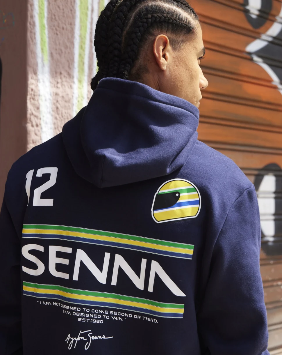 Unisex Senna #12 Stripe Pullover Hoodie  -  Navy - Image 5