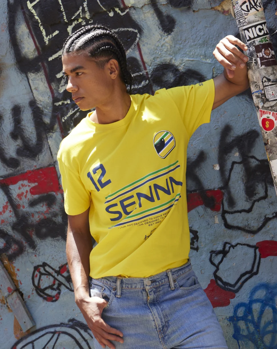 Unisex Senna 12 Stripe T-Shirt - Yellow - Image 3