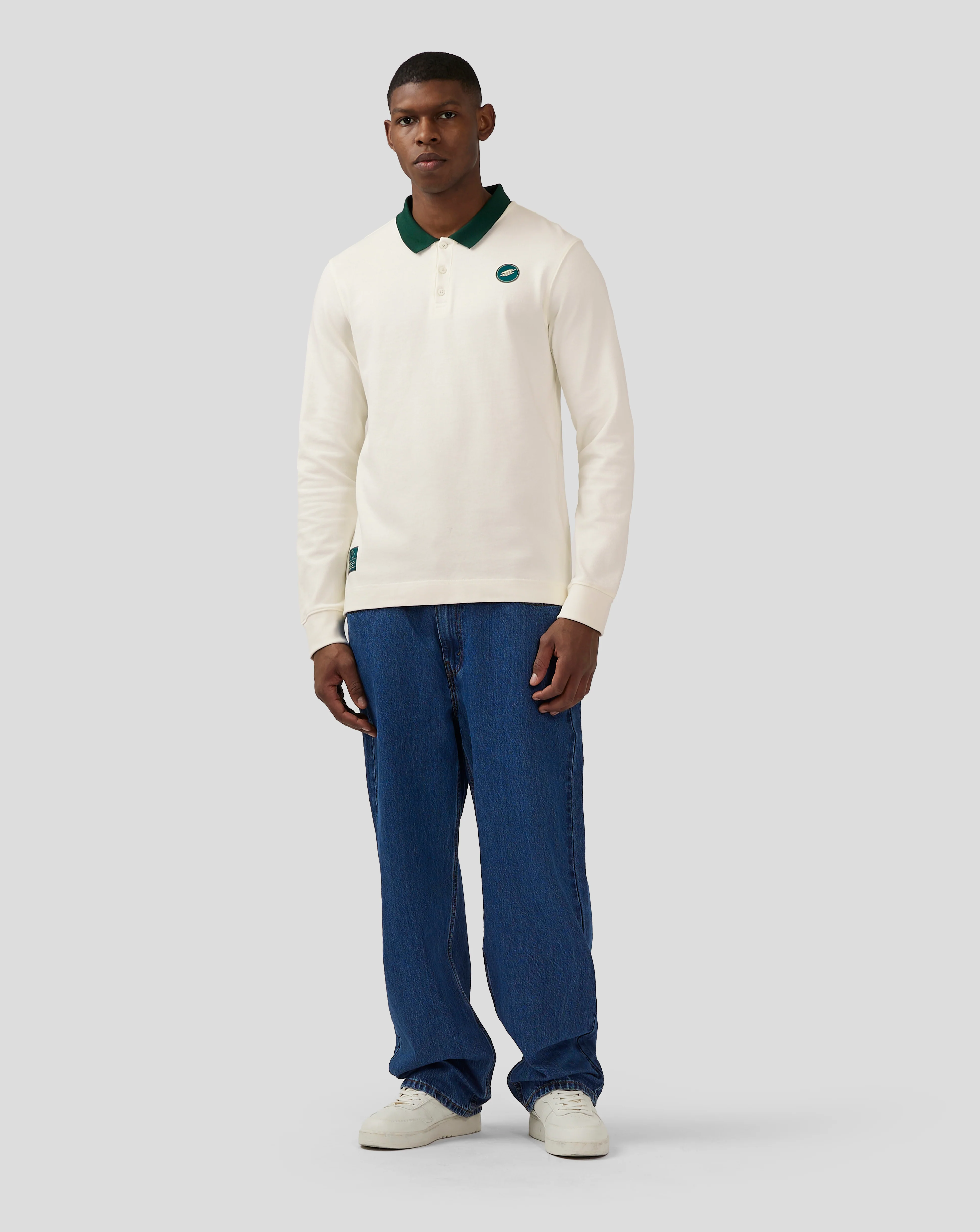 Unisex Silverstone Heritage Long Sleeve Polo - Coconut Milk - Image 3