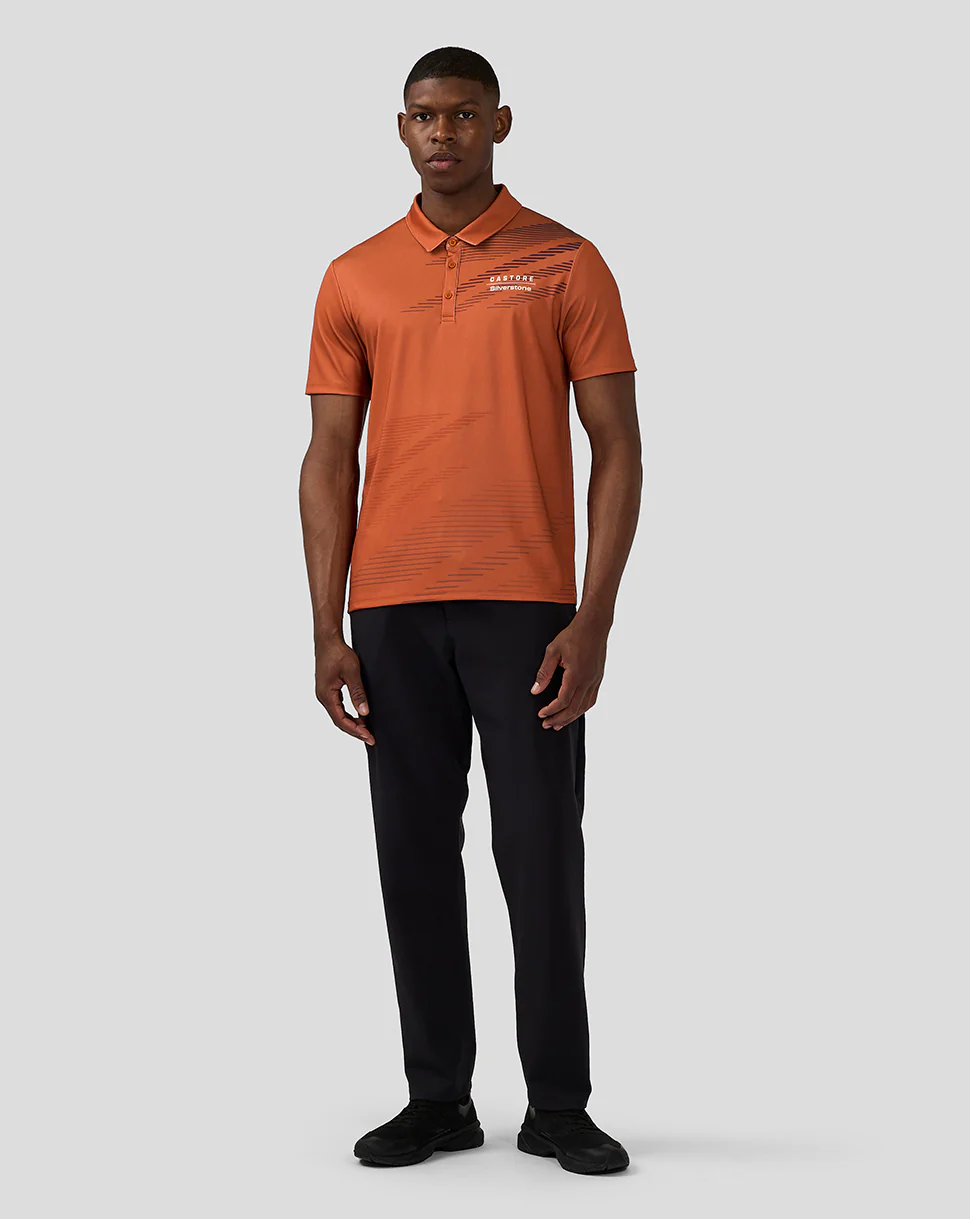 Unisex Silverstone x Castore Sublimated Short Sleeve Poloshirt - Orange Rust - Image 10