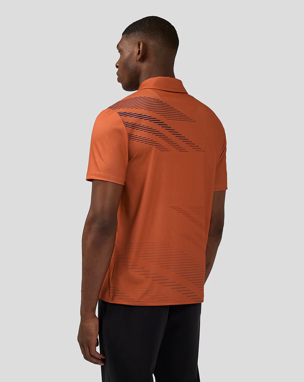 Unisex Silverstone x Castore Sublimated Short Sleeve Poloshirt - Orange Rust - Image 3