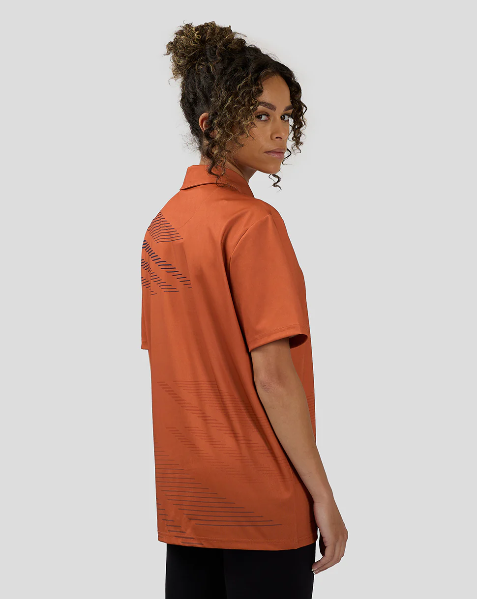 Unisex Silverstone x Castore Sublimated Short Sleeve Poloshirt - Orange Rust - Image 4