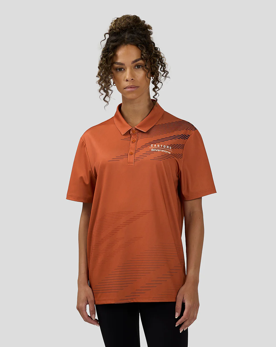 Unisex Silverstone x Castore Sublimated Short Sleeve Poloshirt - Orange Rust - Image 7
