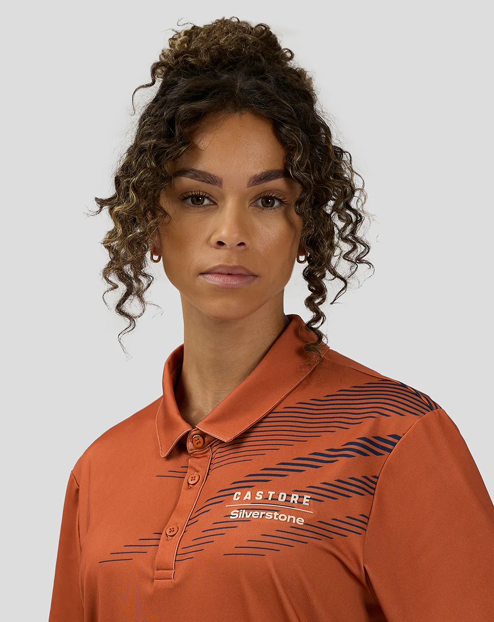 Unisex Silverstone x Castore Sublimated Short Sleeve Poloshirt - Orange Rust - Image 8